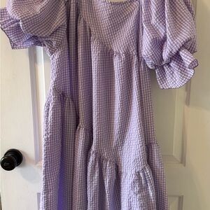 Elegant Lavender Gingham Mini Dress